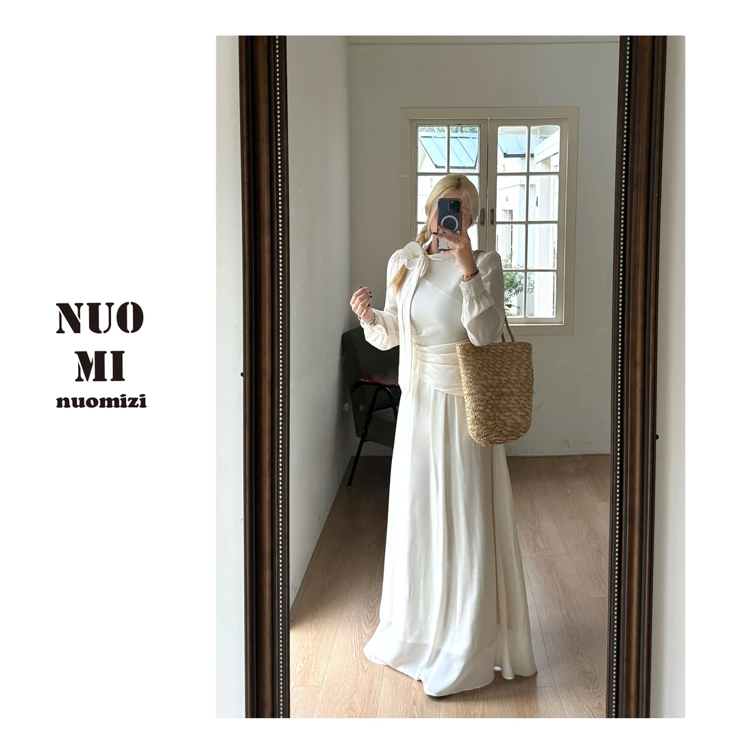 ZOZ糯米子 [蓝铃风]新款法式初恋气质长袖连衣裙子女收腰显瘦长裙