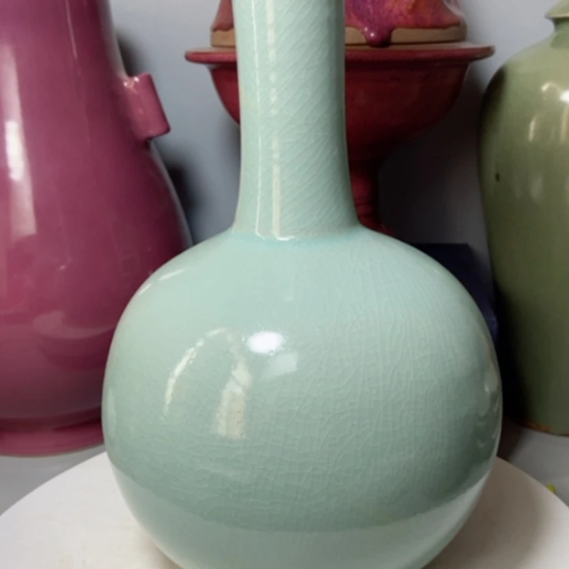【闪购商品】汝窑罗****)汝窑盘口瓶一个