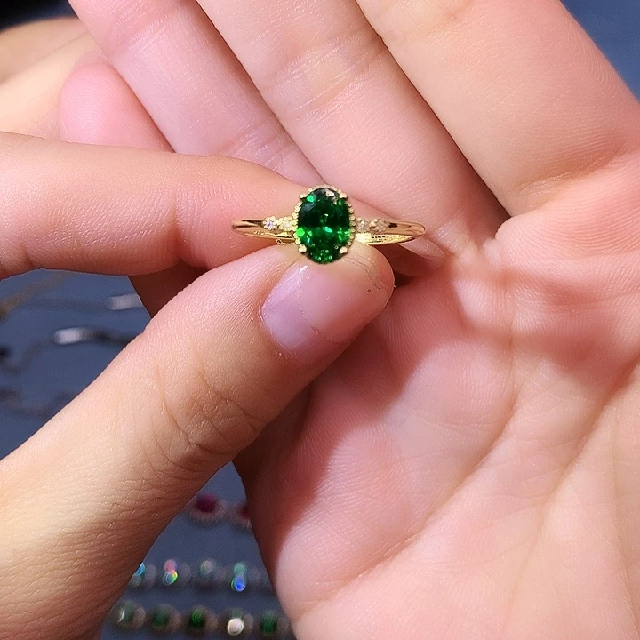 透辉石戒指银S925镶嵌