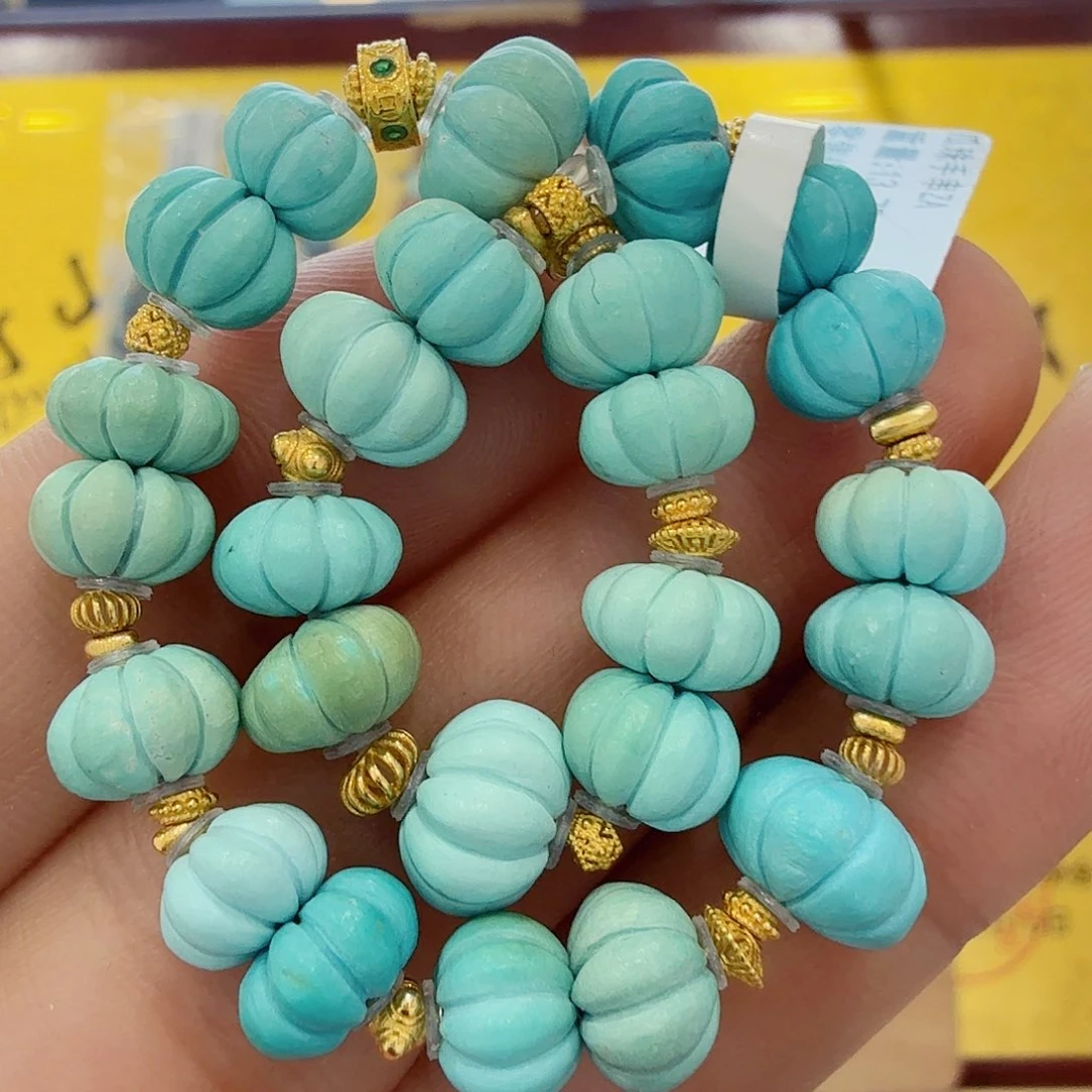 绿松石18K金镶嵌珠宝奇石