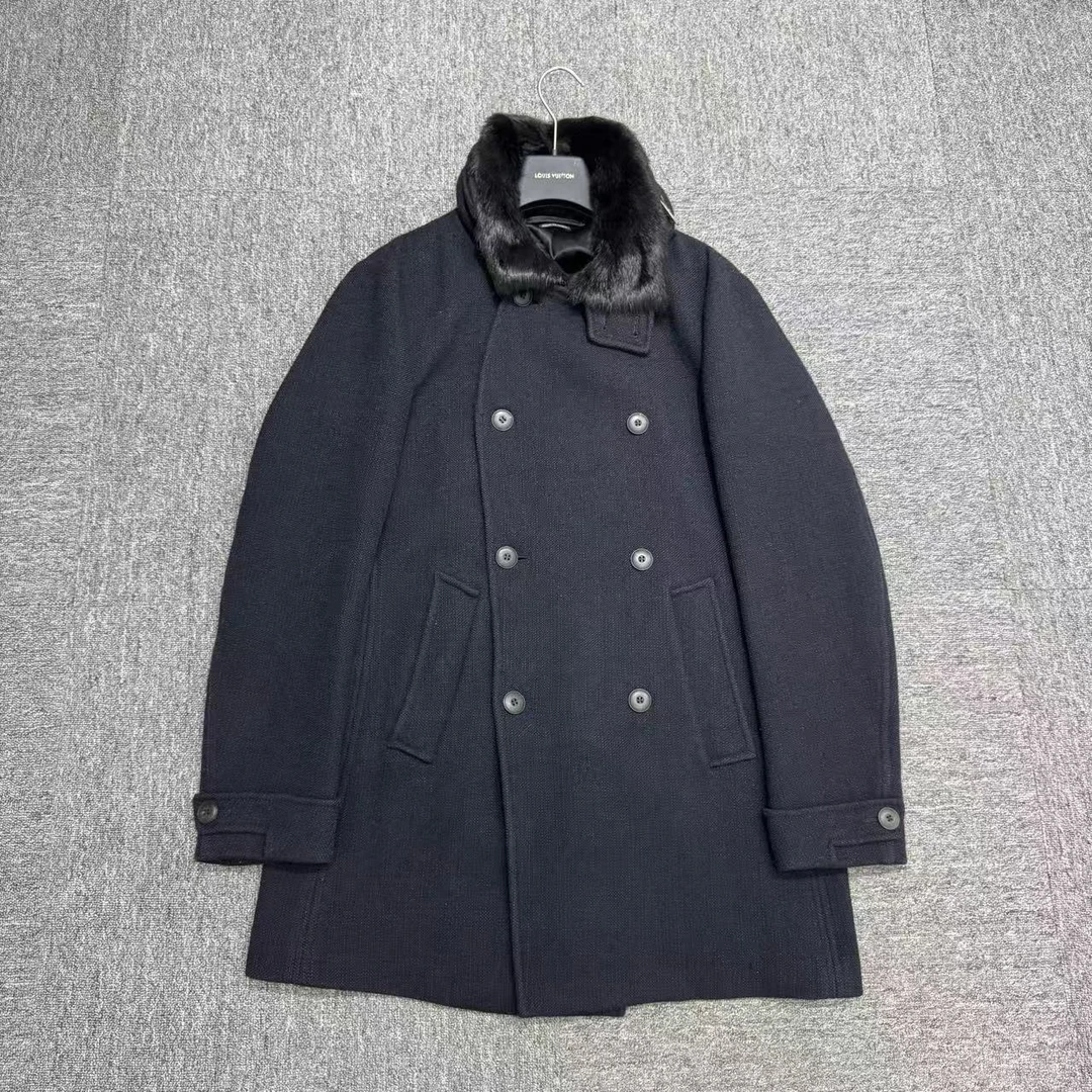 95新 GIORGIO ARMANI/阿玛尼 中长款毛领大衣