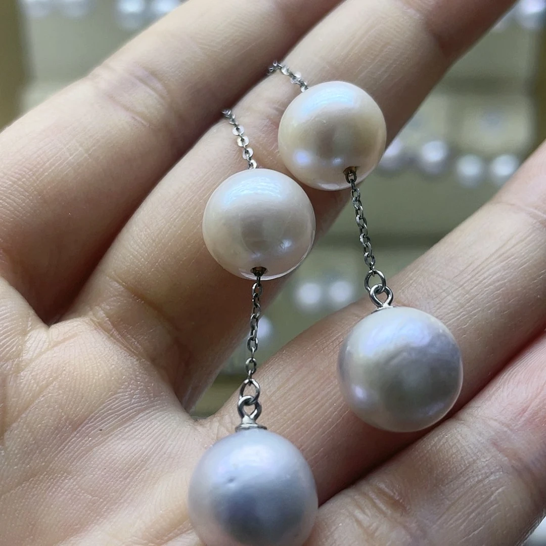 淡水珍珠耳饰银S925镶嵌