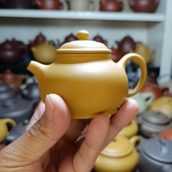 紫砂茶壶原矿黄金段泥高潘壶200cc半手工
