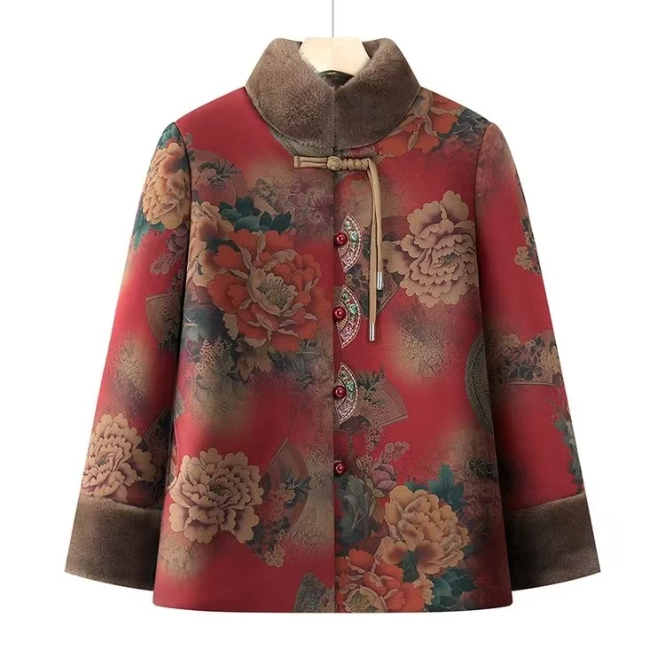 奶奶冬装棉衣女中老年人棉服妈妈棉袄加绒外套老人老太太秋冬衣服