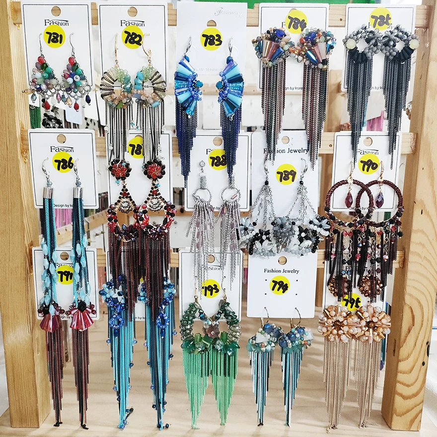 铜合金玻璃耳饰 (781-840)-02民族风纯手工流苏耳环合集