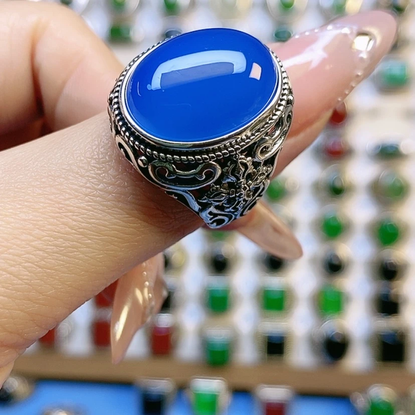 【闪购商品】玛瑙/玉髓戒指银S925镶嵌键**香