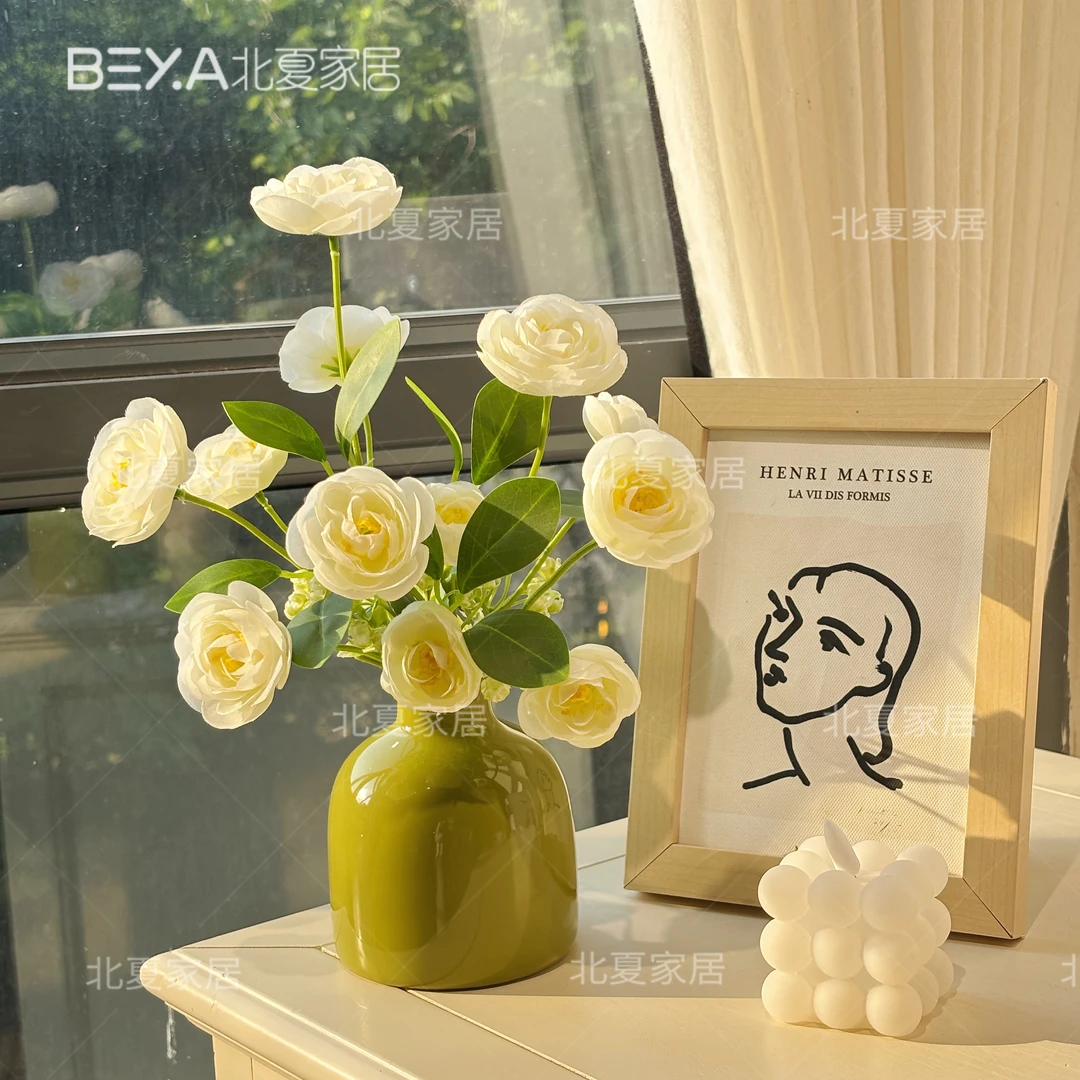 小清新泡芙露莲仿真花假花摆设花束客厅餐桌装饰品花艺摆件