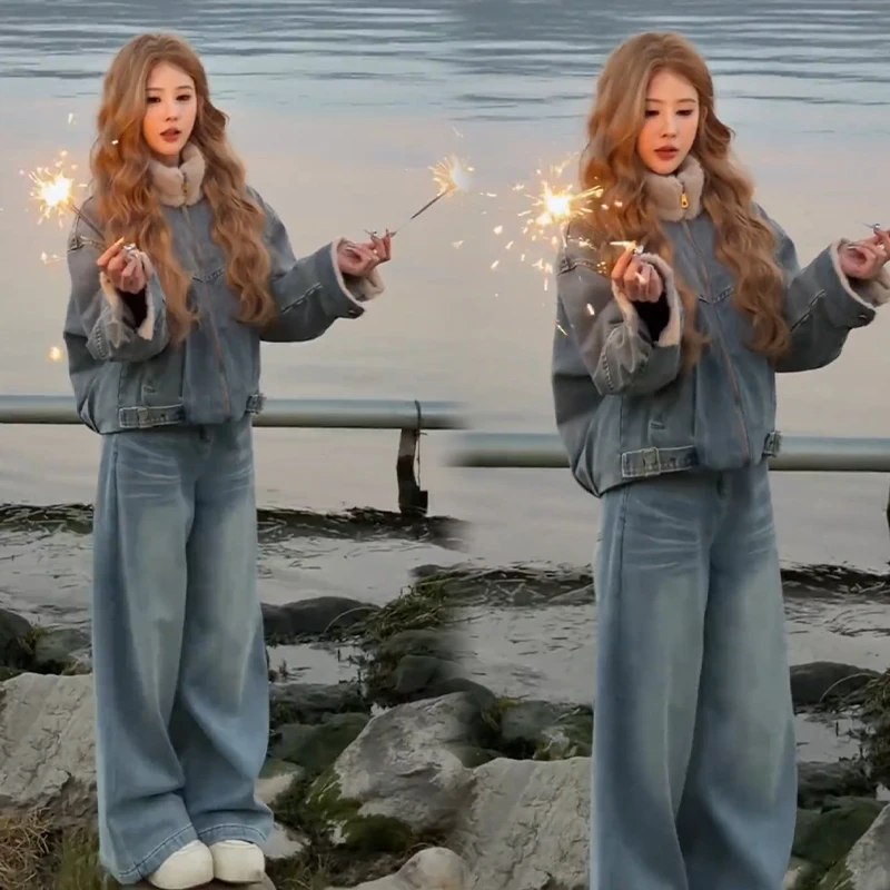 2025秋冬新款时尚显瘦气质网红高档套装女高级百搭宽松大码两件套