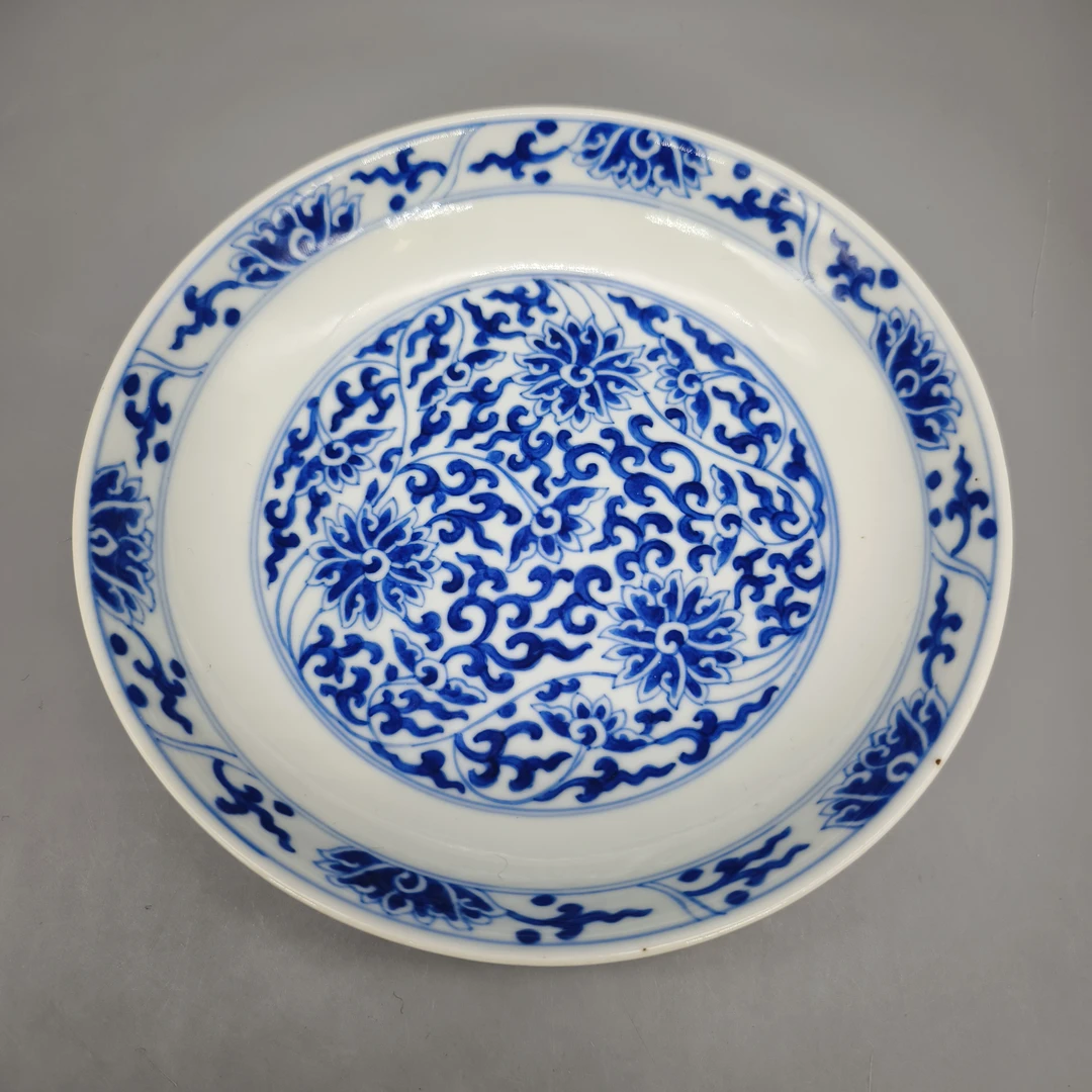 42505078*分链接2-1*清同治青花缠枝莲纹盘/瓷器四