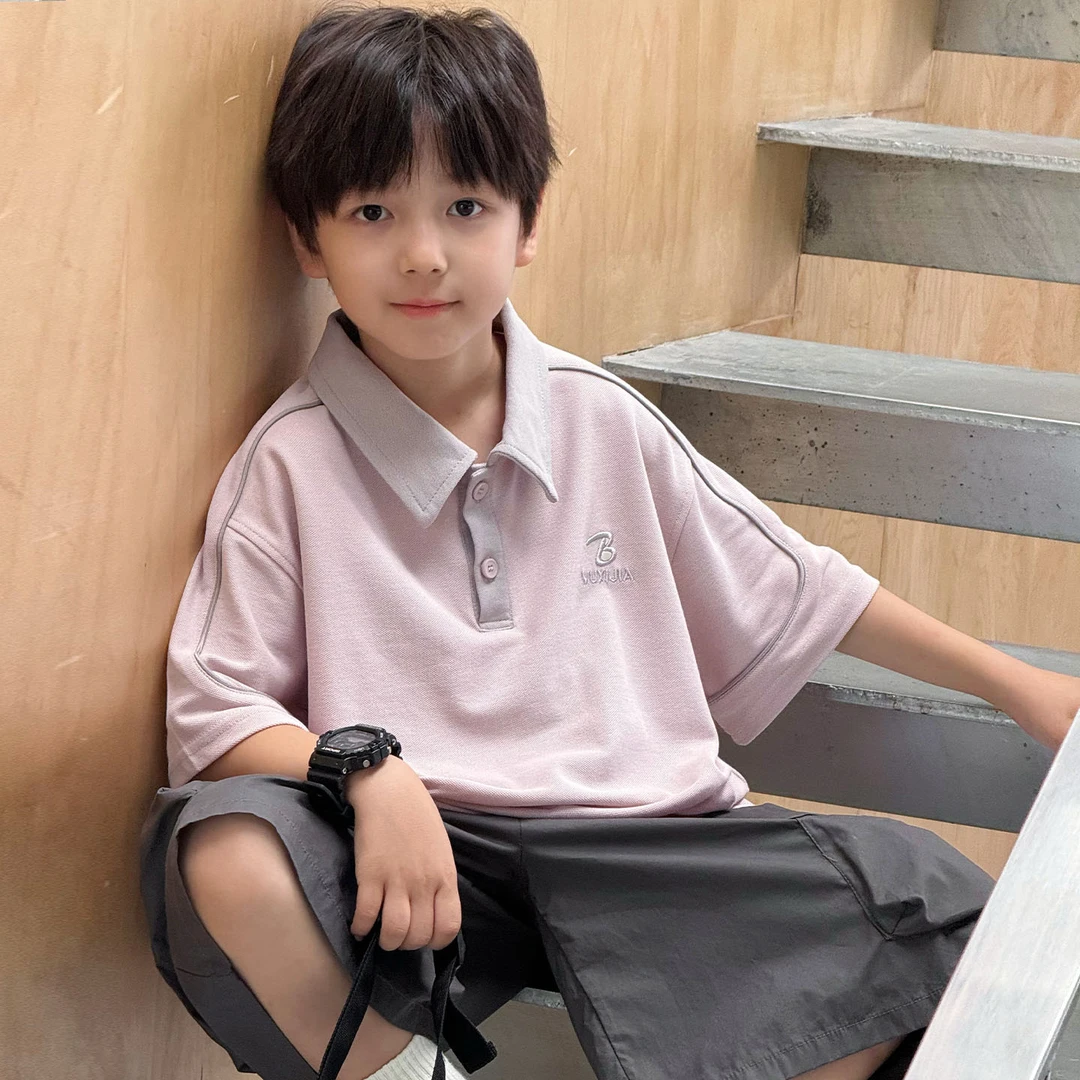 男童短袖T恤2025新款夏季男孩中大童薄款上衣儿童半袖帅气polo衫t