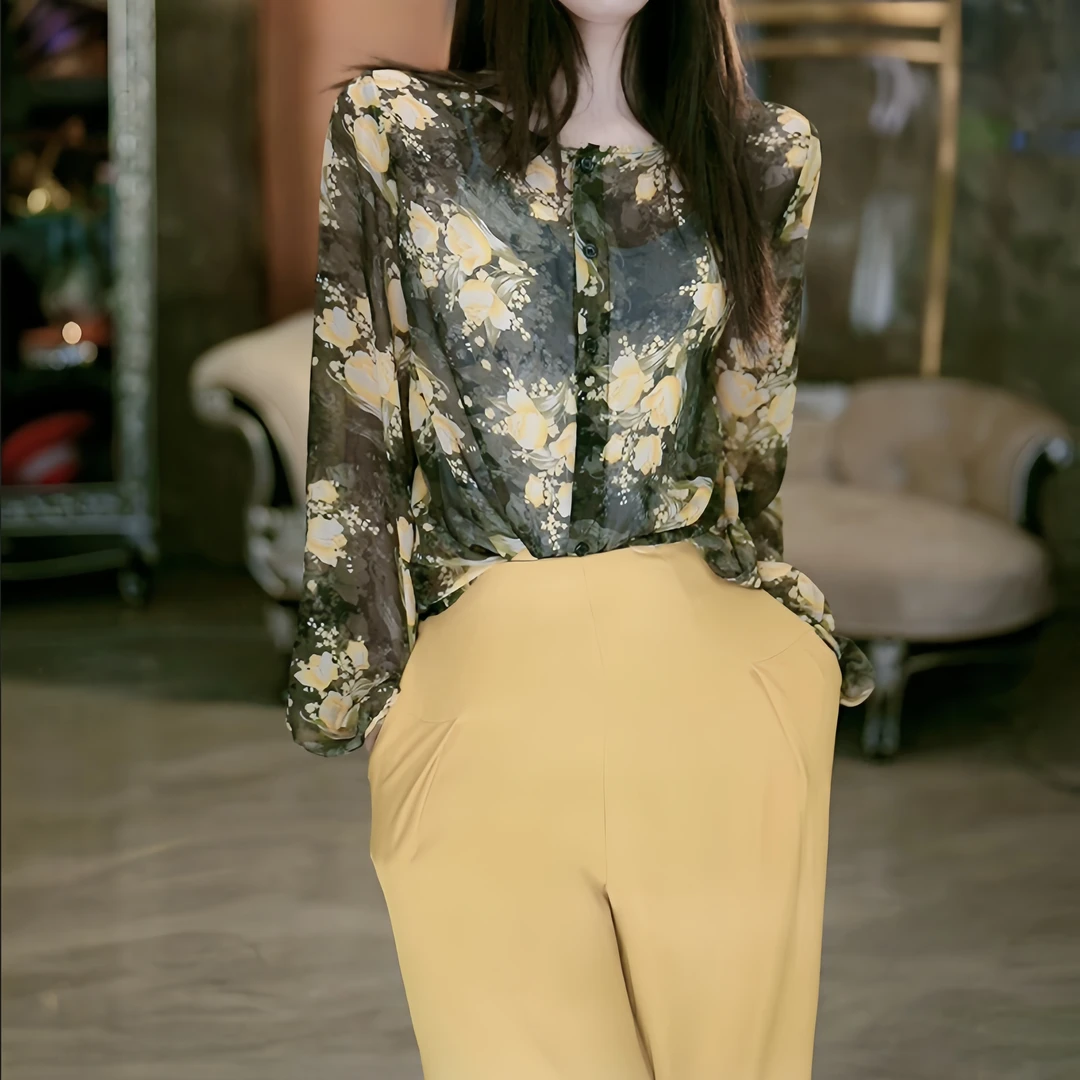 5-9【南岸花圃】法式淑媛时尚印花气质套装