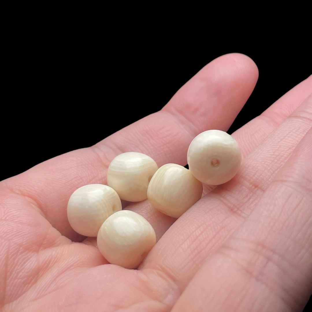 《精品》天然猛犸牙二层皮9*10单珠顶珠