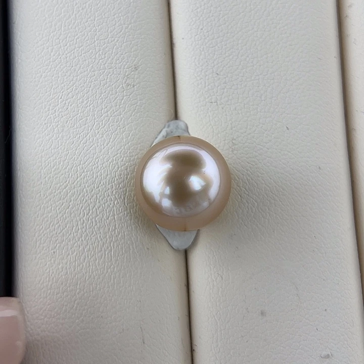海水珍珠未镶嵌颈饰11.8mm 金珠 粉金