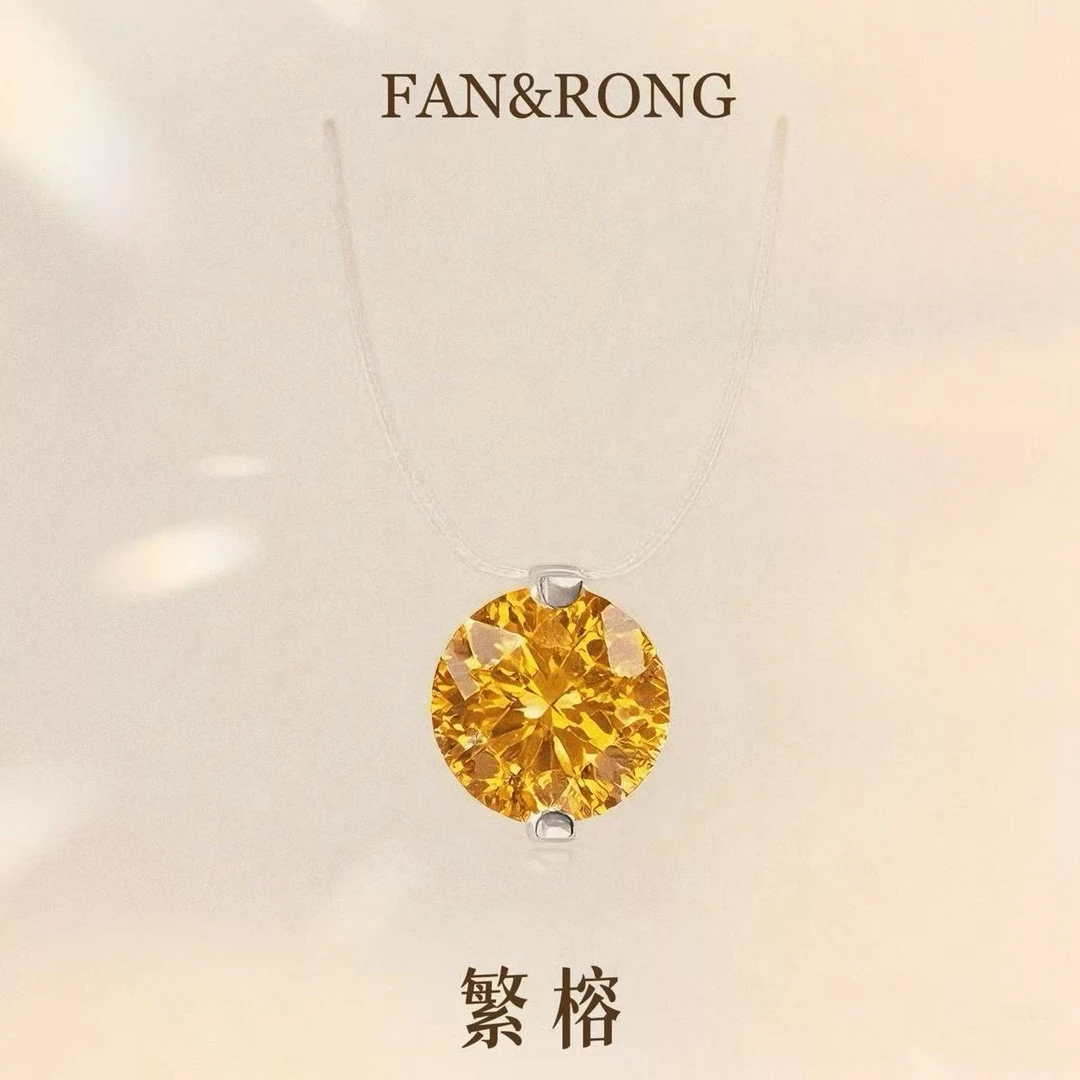 坠链均925银锆石 FanRong/繁榕 通体925银10MM四克拉锆石项链