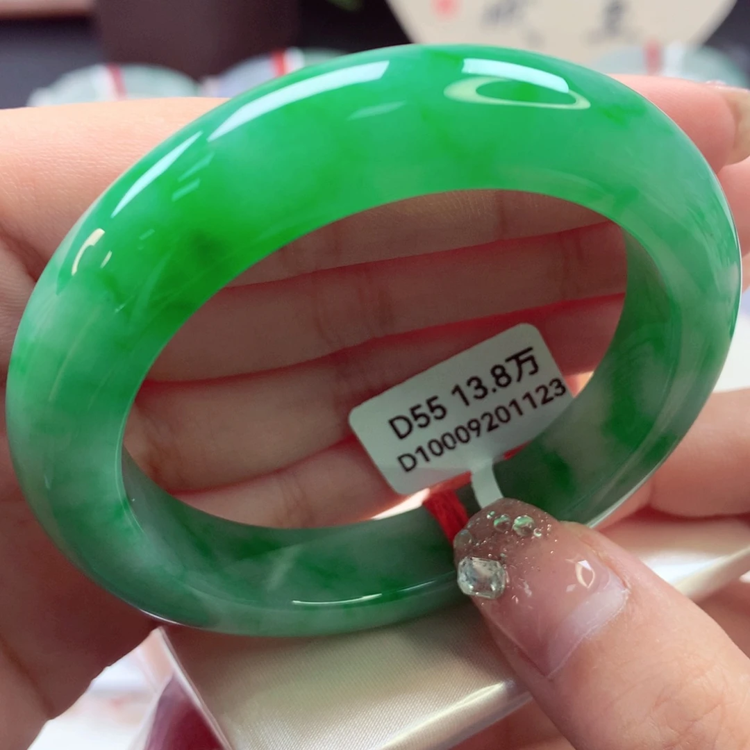 未镶嵌手镯翡翠底妆细腻满圈辣绿27号正圈77