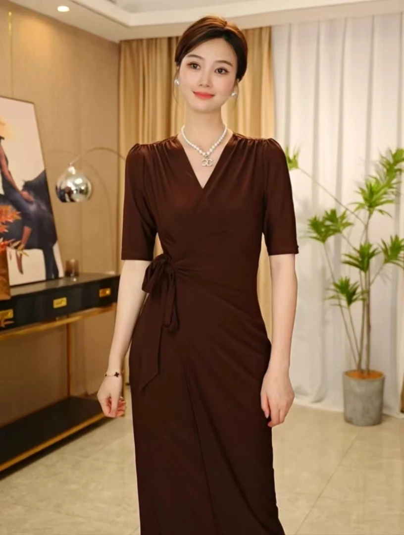 法式修身显瘦女气质复古时尚夏季收腰连衣裙