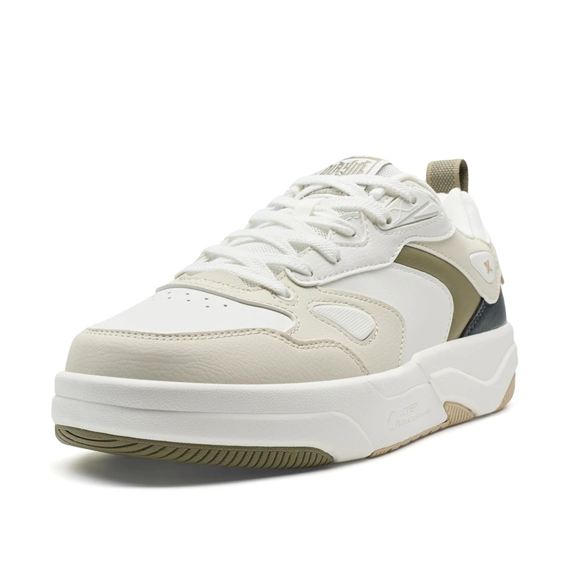特步男鞋板鞋星轨运动鞋小白鞋2025冬季新款皮面休闲975419310008