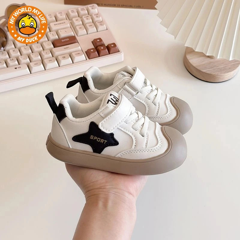 MYDUCK2025小黄鸭儿童板鞋春秋季女宝宝鞋子软底幼儿休闲运动鞋子
