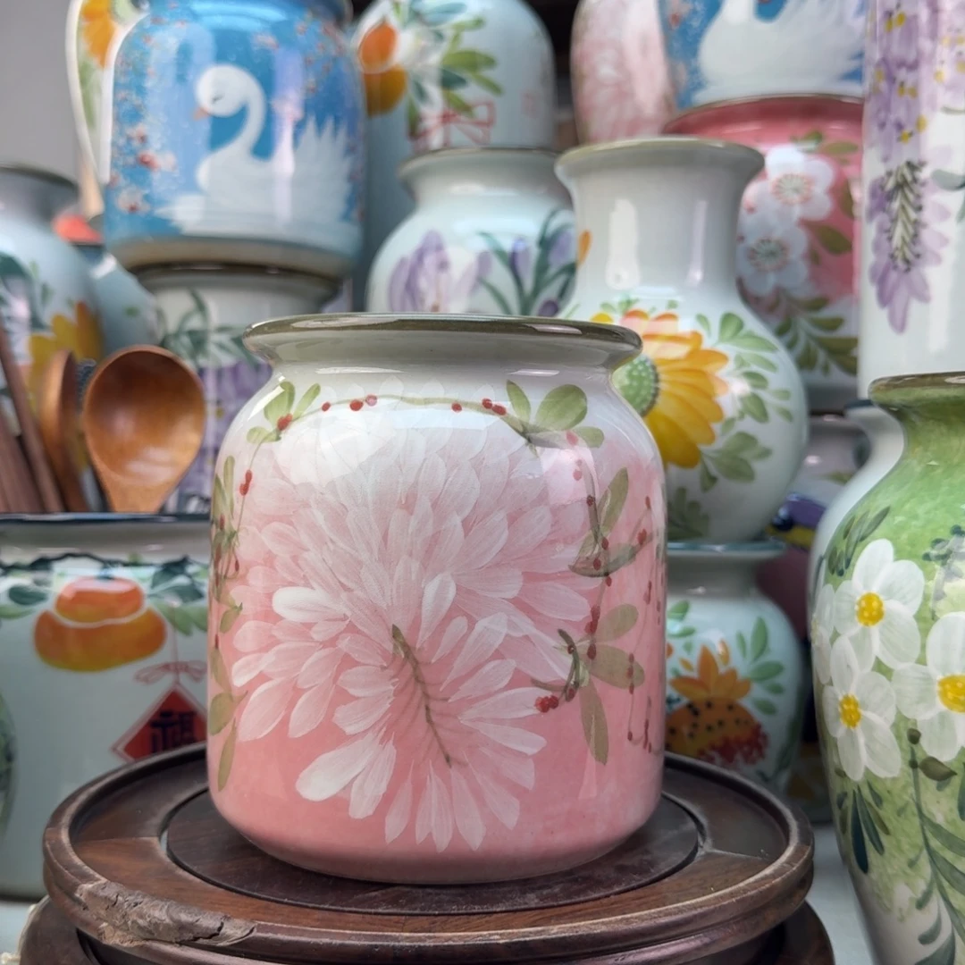 景德镇陶瓷手绘花瓶无孔