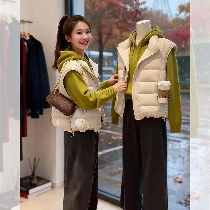 叠穿马甲纯色棉服保暖时尚2025冬季高级感上衣好看外套百搭马夹女