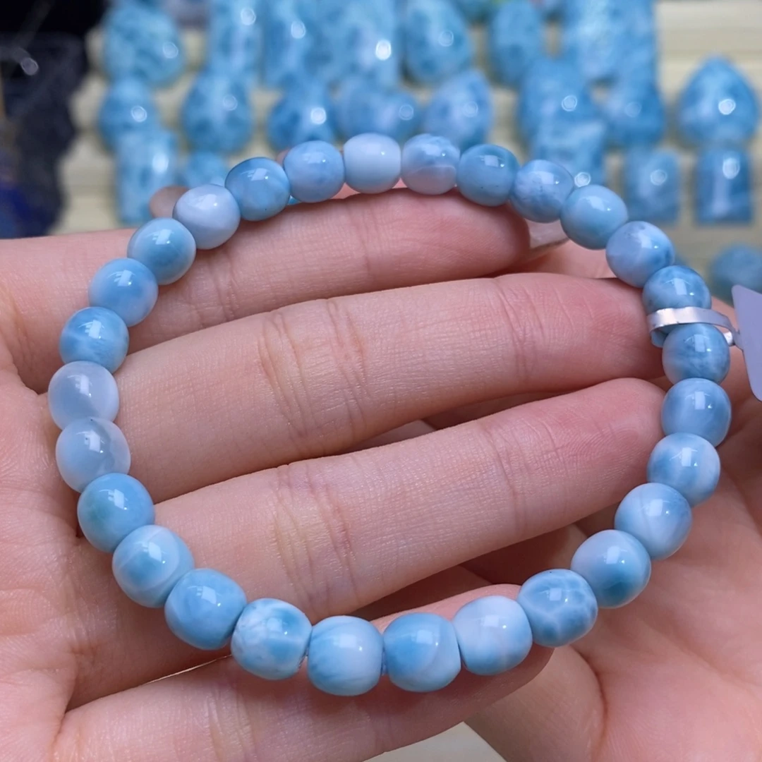 针钠钙石（海纹石）未镶嵌手串漏价桶珠手串7mm