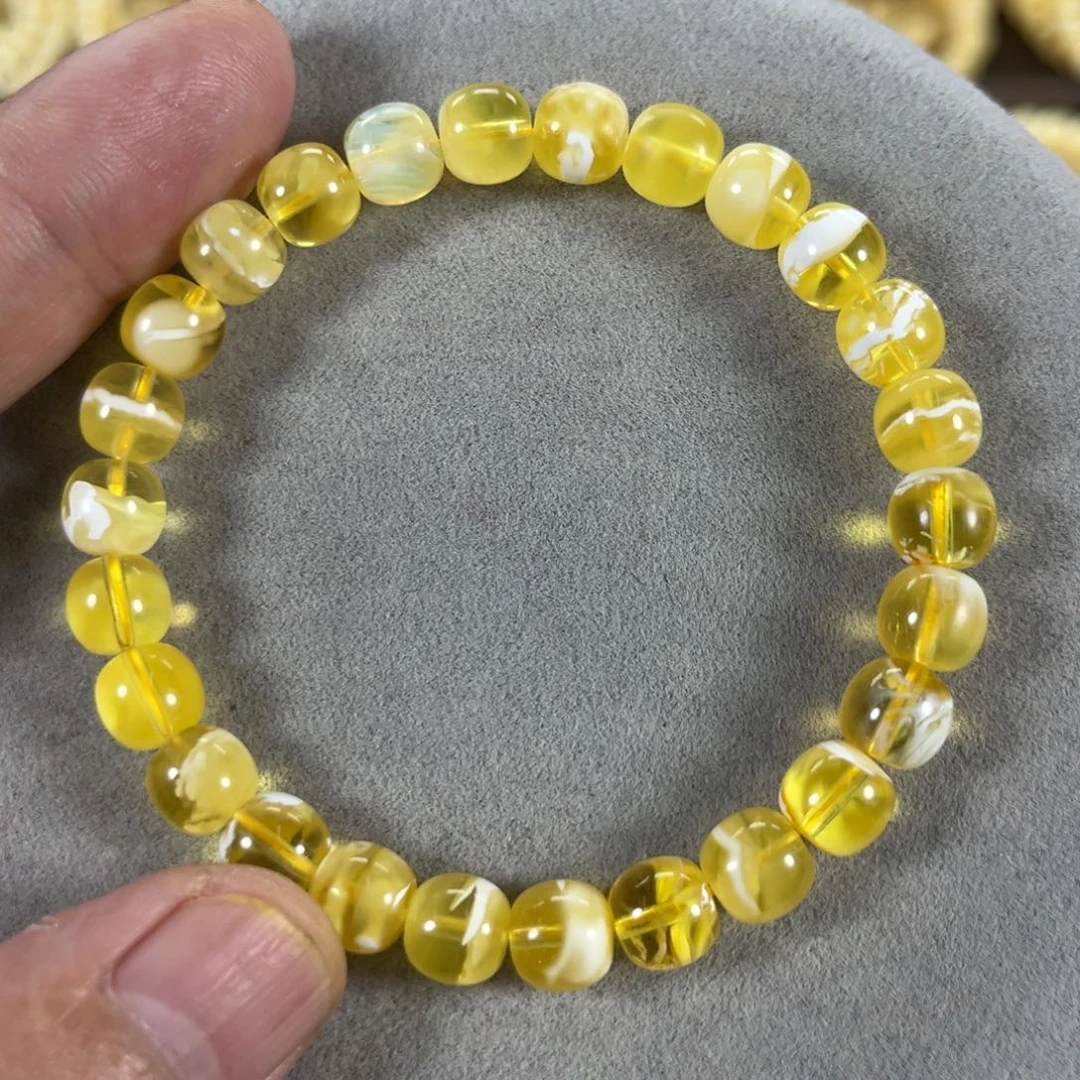 未镶嵌蜜蜡手串金瓷白拉丝