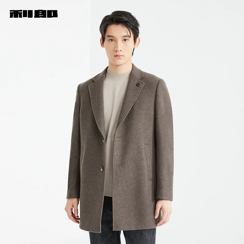 【商场同款】利郎男装冬季毛呢大衣秋冬男商务中长款冬外套1S羊毛呢