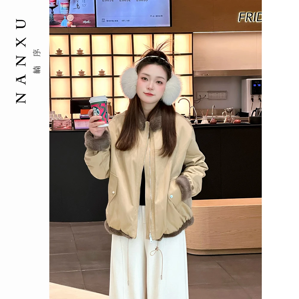 楠序微胖女装 冬百搭宽松显瘦新款派克服两面穿外套女冬款NX13928