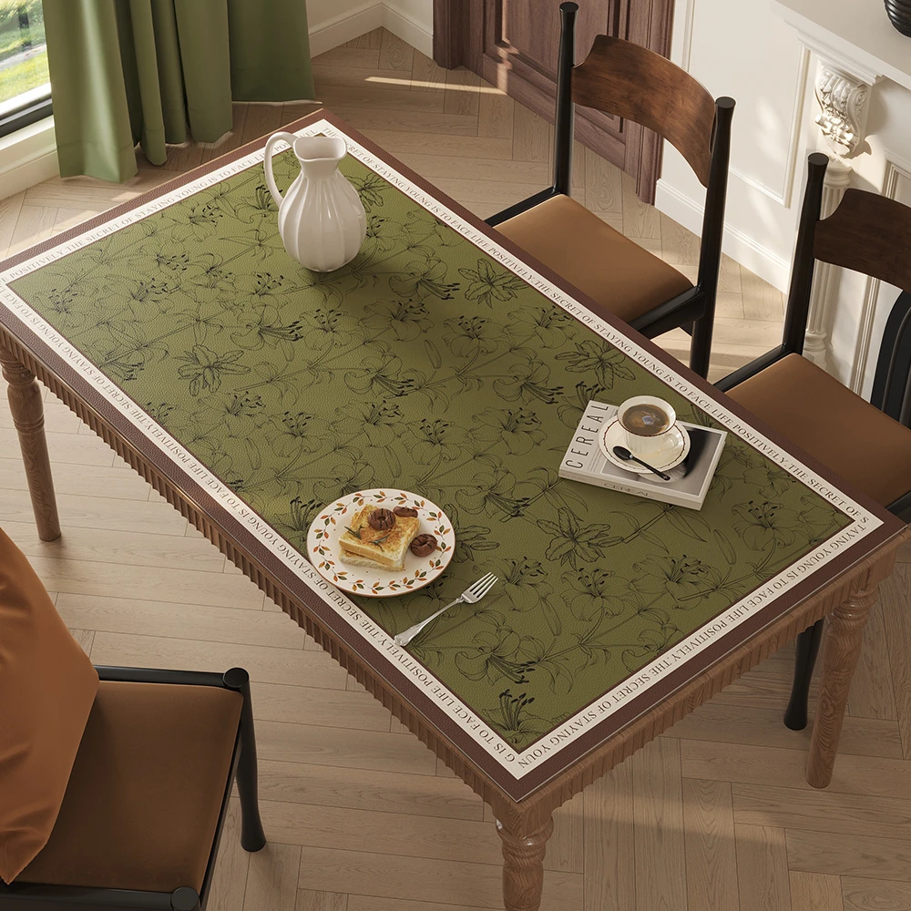 复古餐桌垫防水防油免洗防烫皮革桌布轻奢高级感客厅茶几垫保护垫