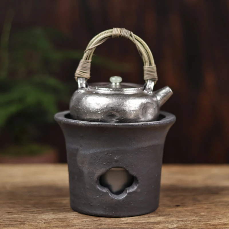 【悦生活】雲由银彩釉提梁壶套组 一炉一壶套组（雲由S0183）