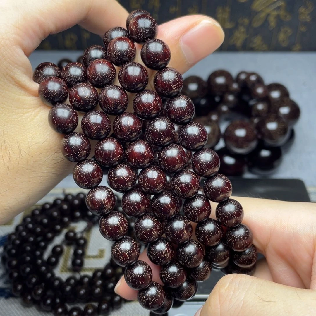 檀香紫檀（小叶紫檀）1.0 108颗 高油密 爆满金星
