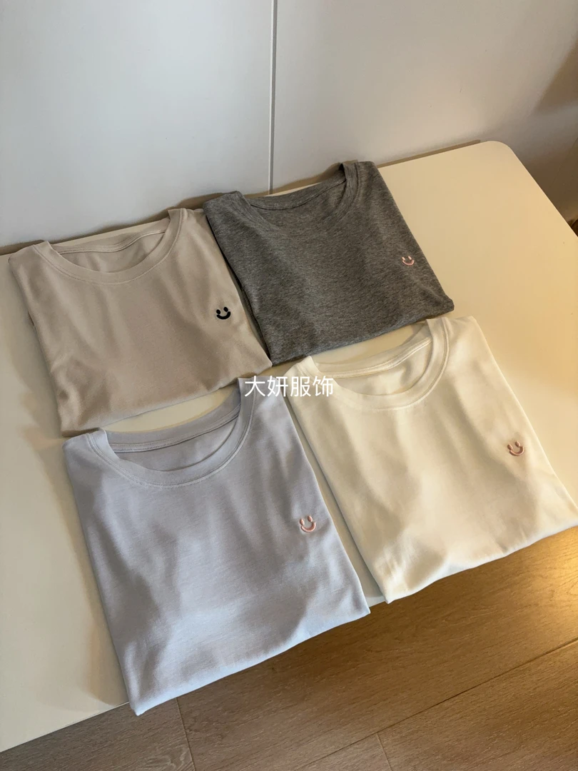 小笑脸T。超薄！圆领短袖夏季百搭显瘦轻薄短袖1082