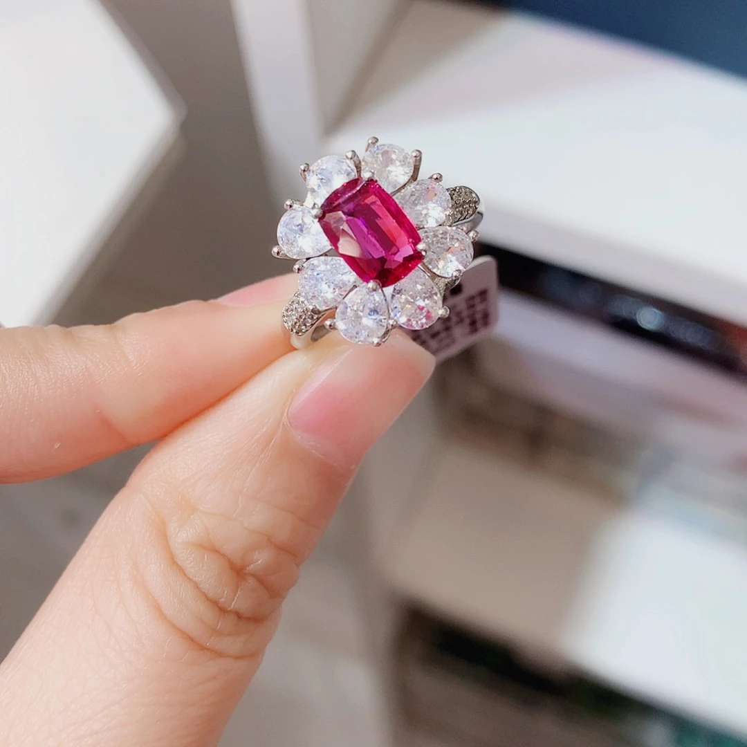 银S925镶嵌戒指碧玺