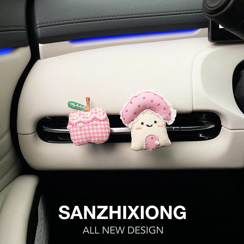 粉色系苹果汽车出风口香水可爱卡通车载空调口香薰夹车内装饰用品