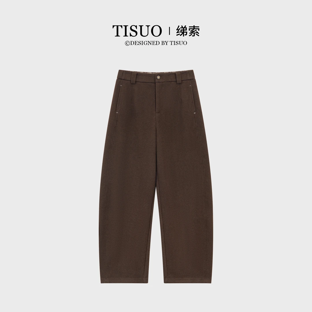 TISUO/绨索羊毛醋酸立裁弯刀裤TS511520