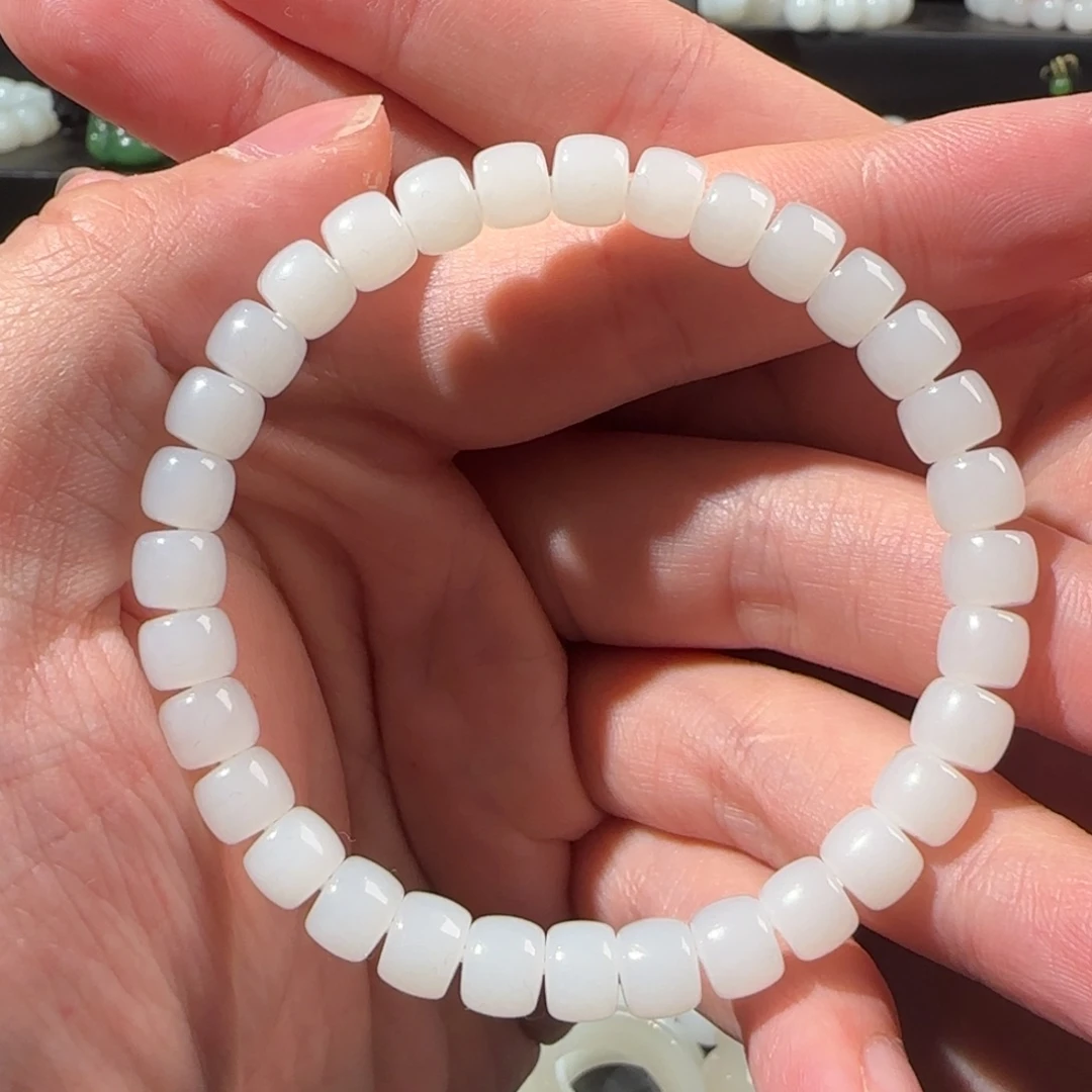 和田玉（白玉）未镶嵌手串卡6.7