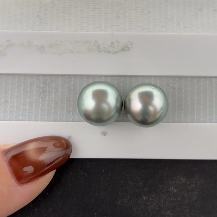 定制海水珍珠未镶嵌裸珠11-12mm大溪地两颗