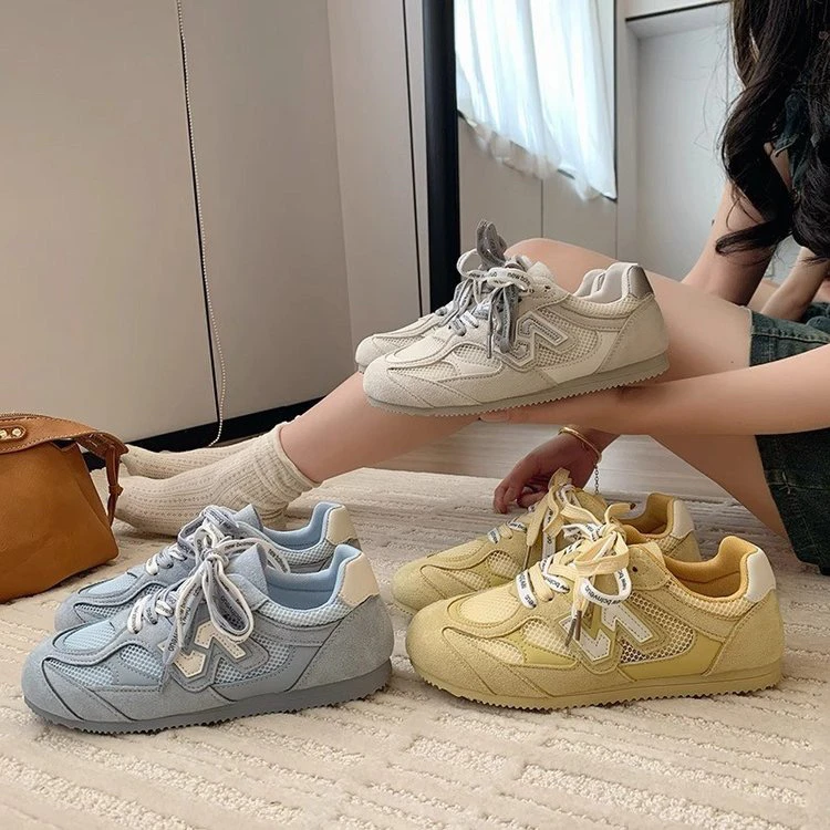 露思同款网面德训鞋女2025夏新款透气显脚小百搭运动鞋阿甘鞋子