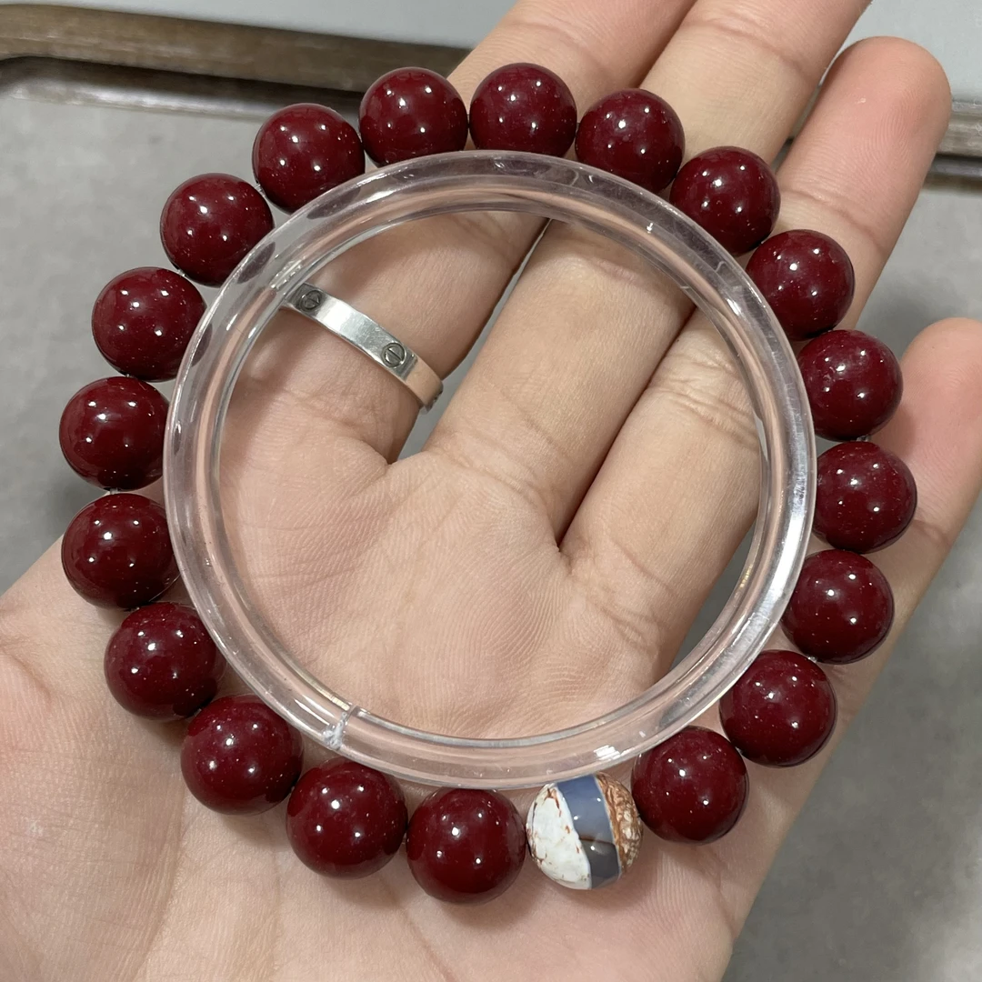 含辰砂工艺品C266辰砂手串 卡1.0圆珠单圈手串（合成）