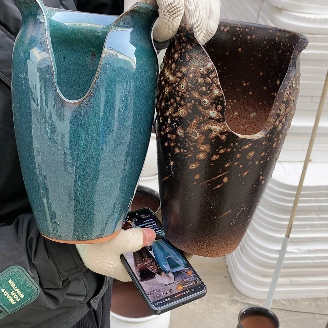 紫砂花盆瑕疵口15高25瑕疵