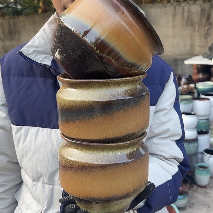 紫砂茶碗三个口径15高度14