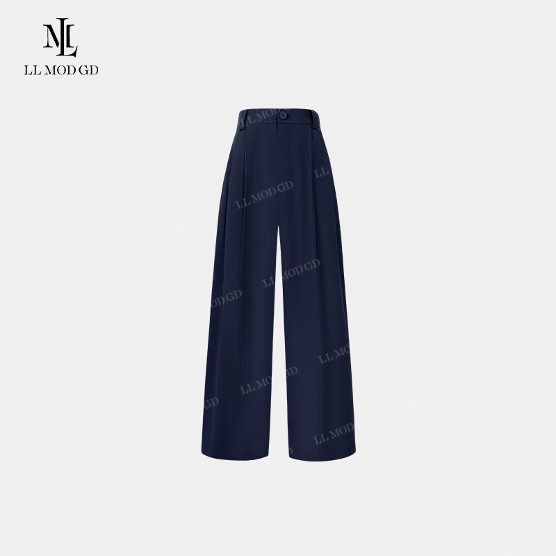 出奇百搭 高腰显瘦直筒阔腿裤简约洋气时尚垂坠感休闲裤XR-261578