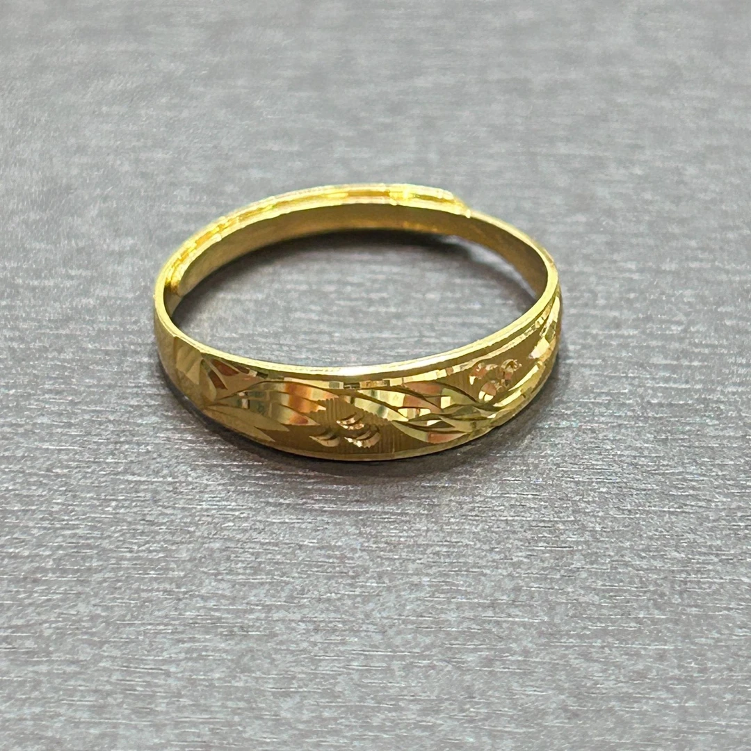 【店长专享】足金999 精工5G车花叶子戒指ZBHJJ339