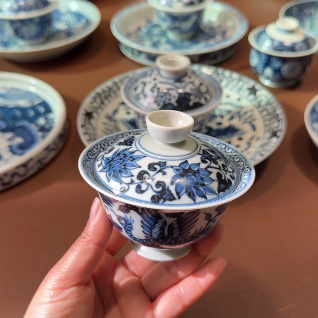 手工手绘茶具盖碗