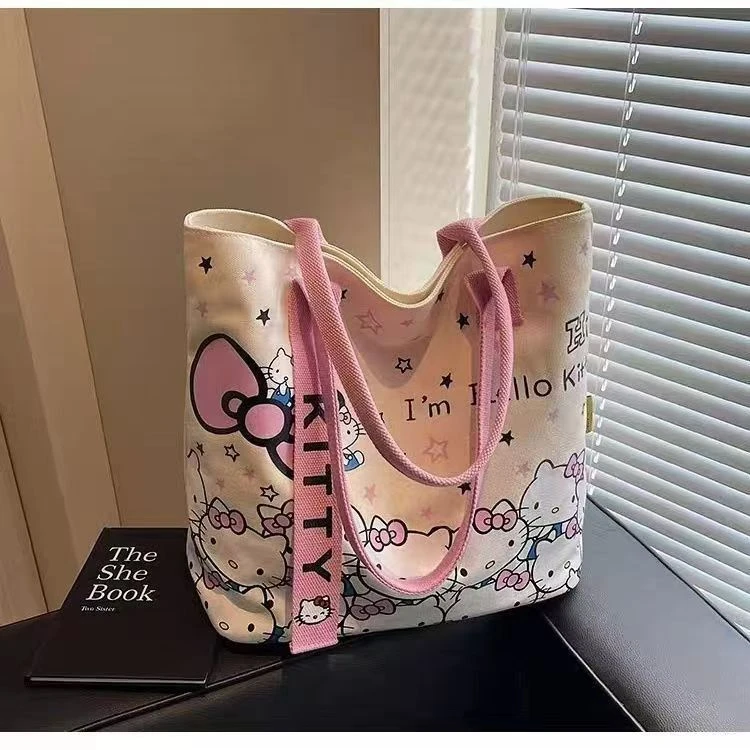 【落落专享福利】新款可爱hellokitty帆布包2025款卡通KT猫单肩包通