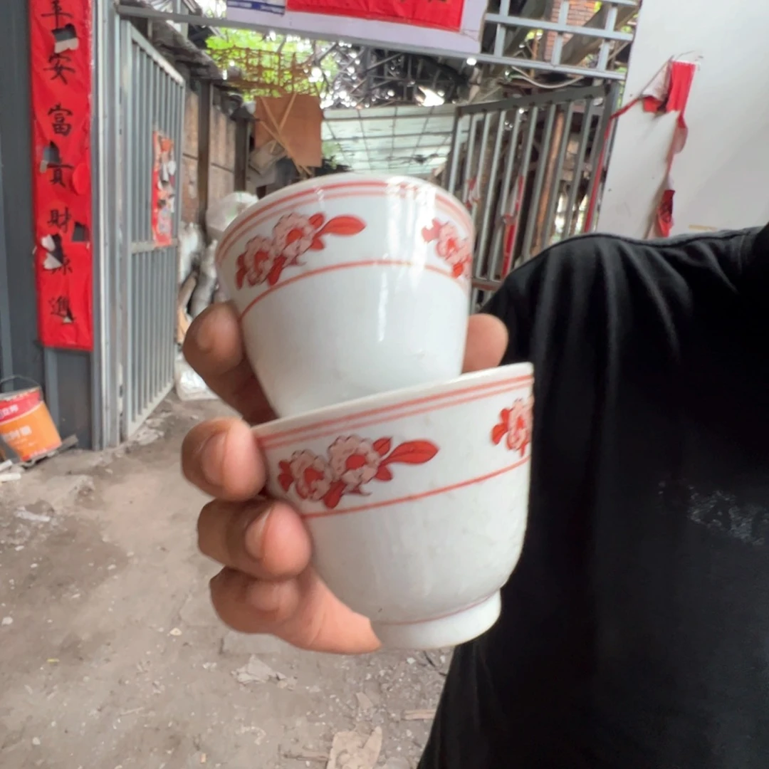 瓷片景德镇陶瓷双蕾花一对