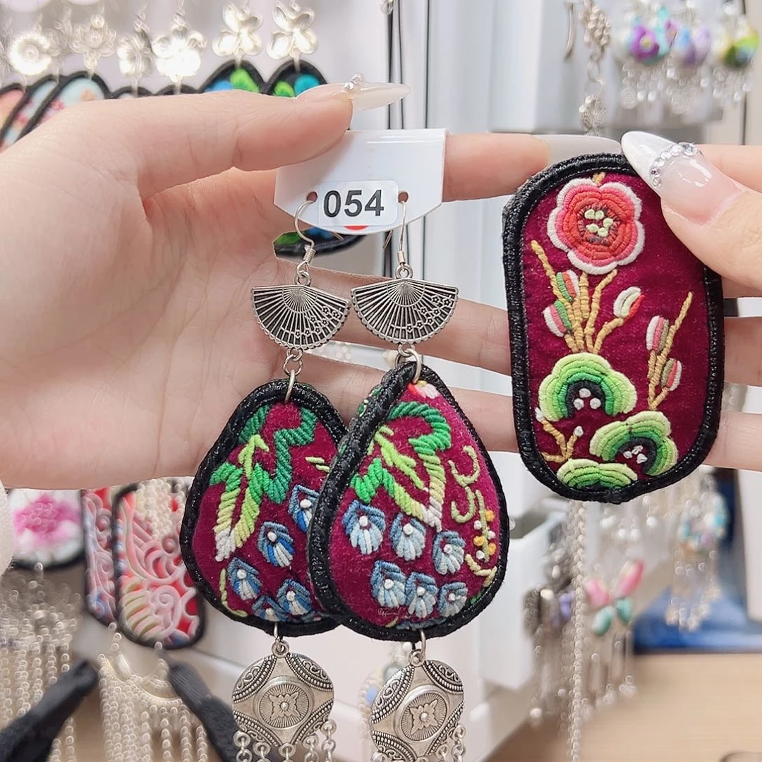 核桃手串/手链刺绣耳环发夹