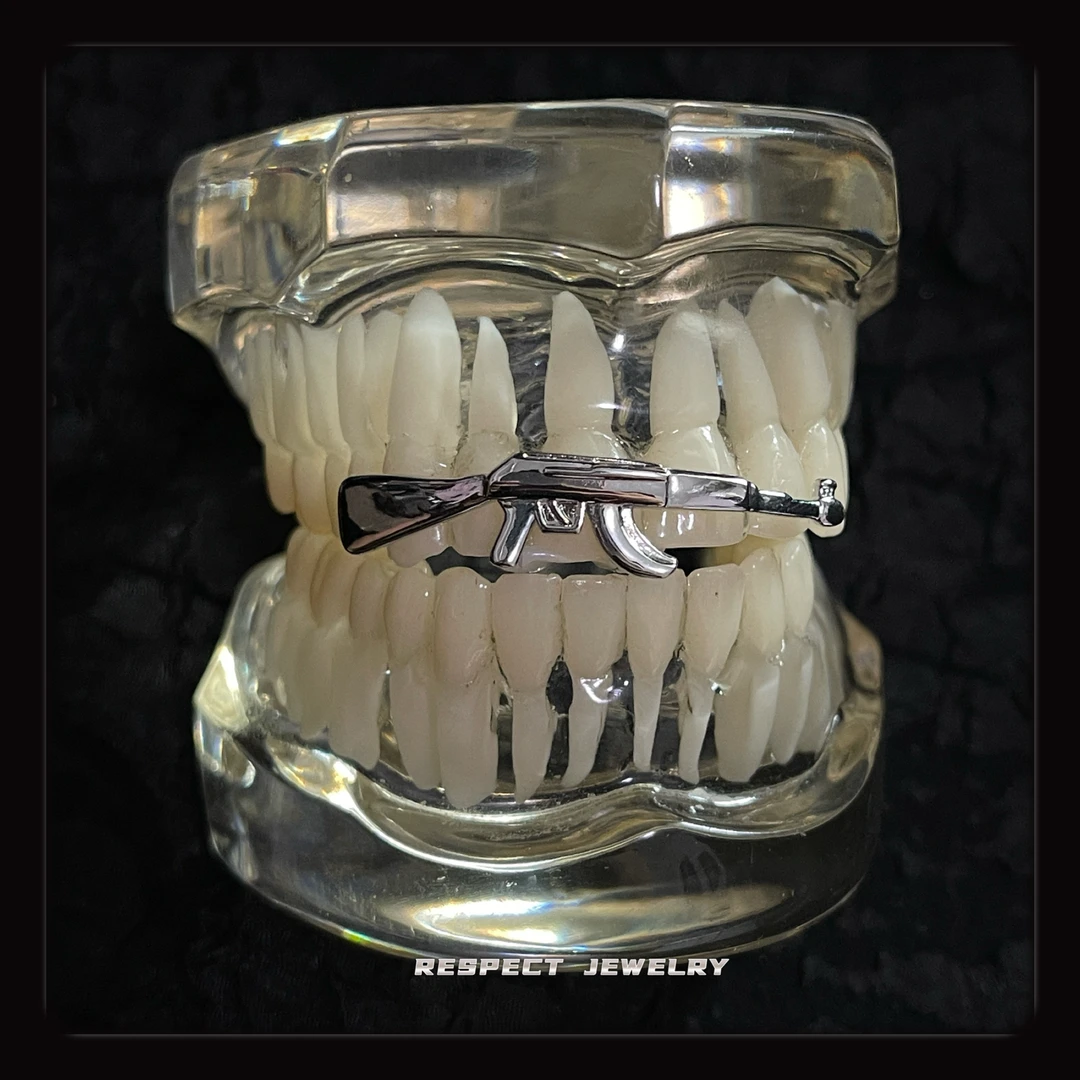 铜锆石吊坠 通用版钻牙套光面AK47嘻哈grillz个性潮流牙饰