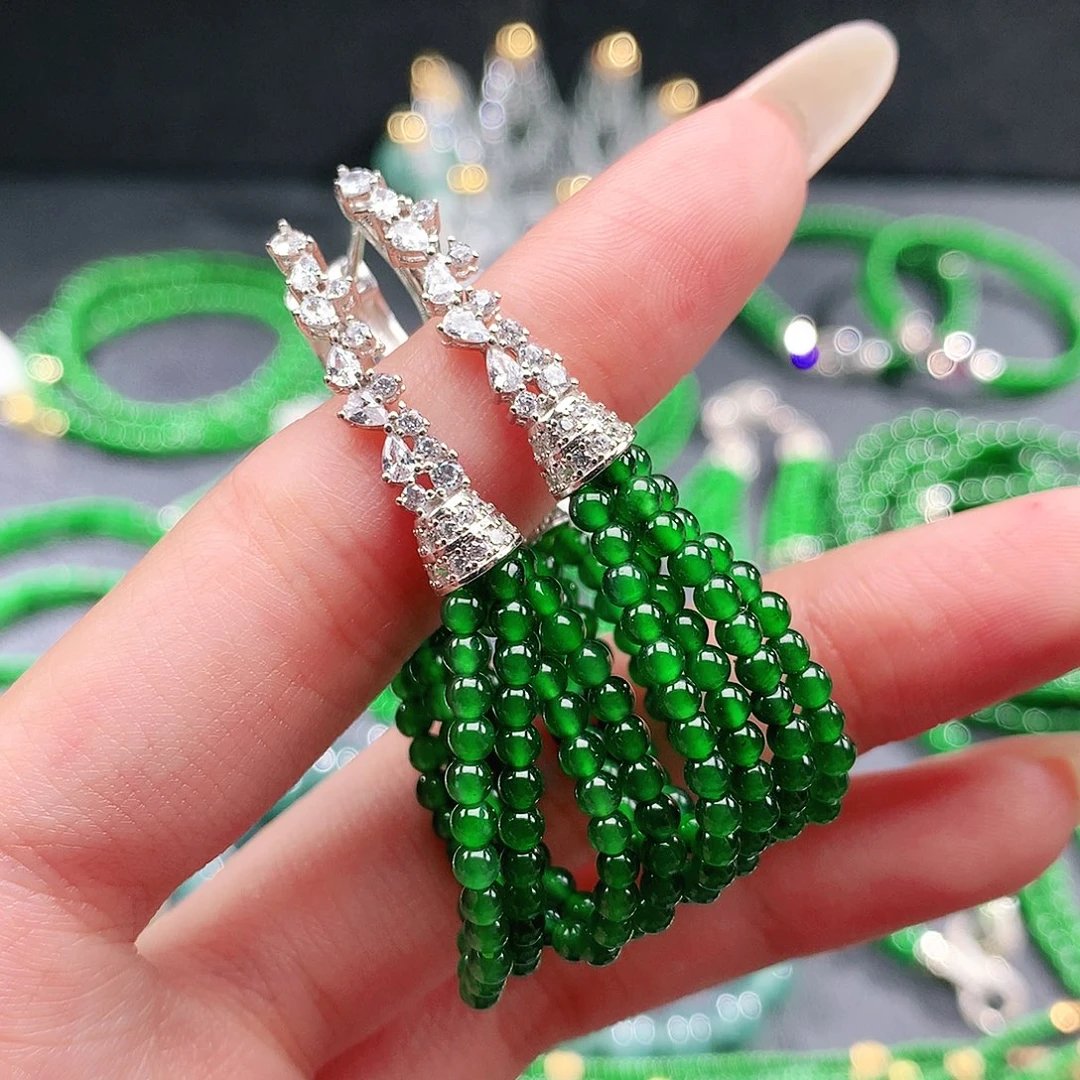 翡翠未镶嵌手串耳饰