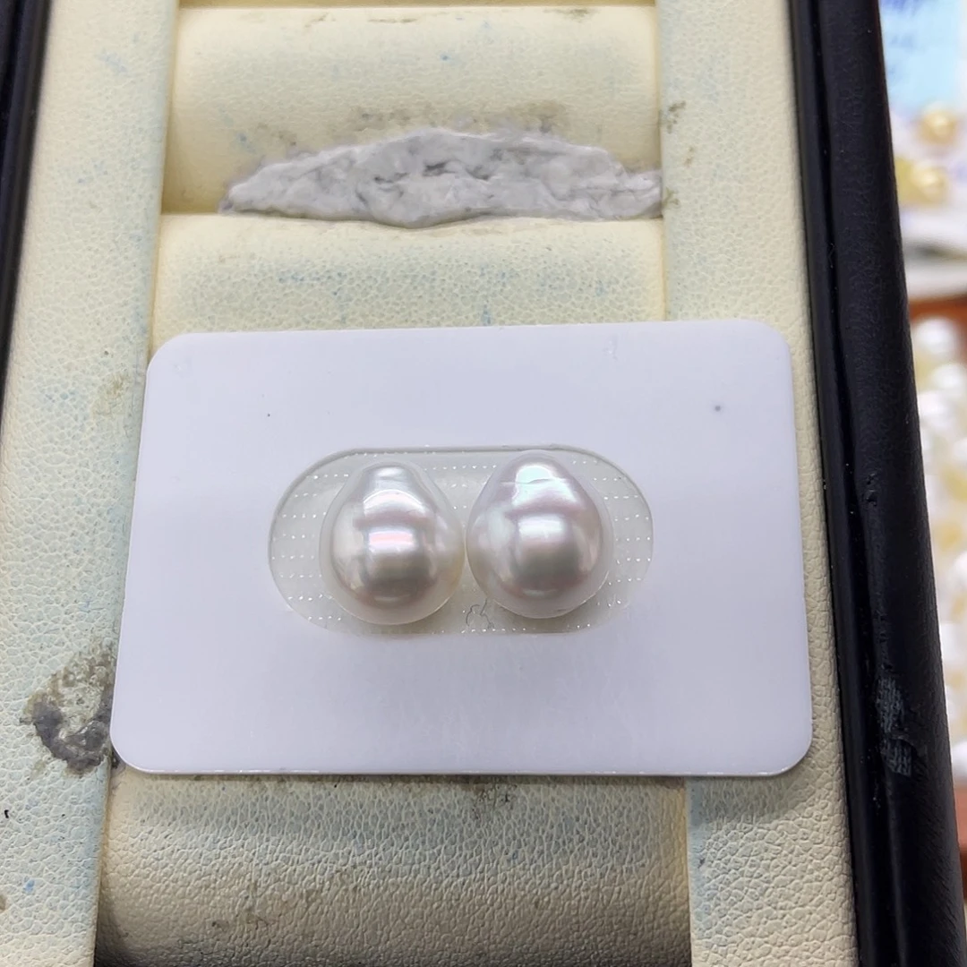 海水珍珠裸珠未镶嵌澳白宝石光水滴对珠10-11mm